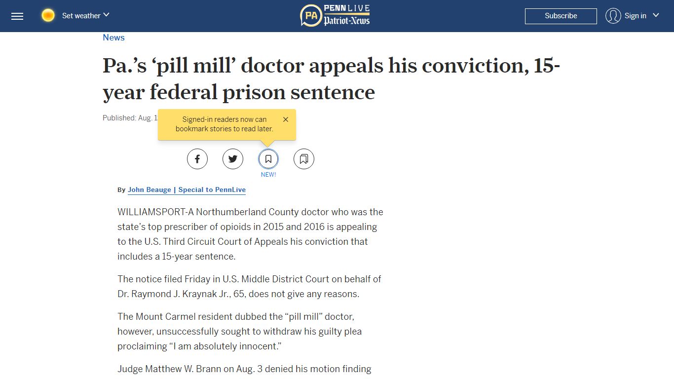 Pa.’s ‘pill mill’ doctor appeals his conviction, 15-year federal prison ...
